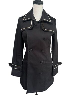 Peacebird Women’s Black Belted Trench Coat Sz S